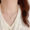 The micro-inlaid zircon butterfly water drop necklace features a light luxury, fashionable and niche design with a high-end feel. It is an exquisite and versatile collarbone chain details Picture